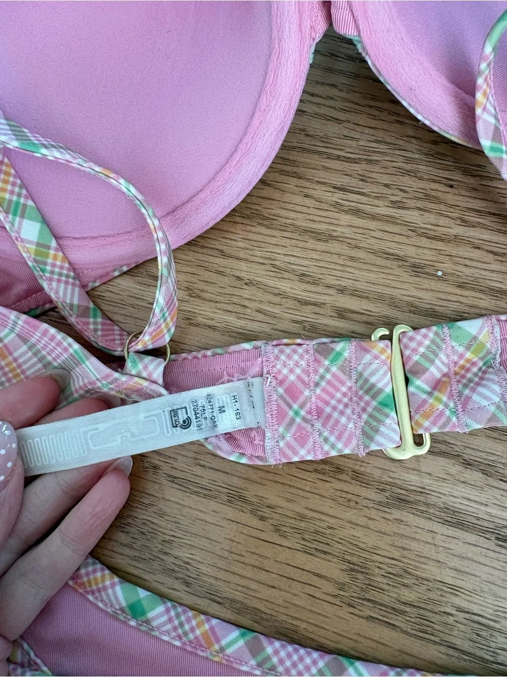 Frankie's Bikinis Pink Plaid Padded Bikini Set